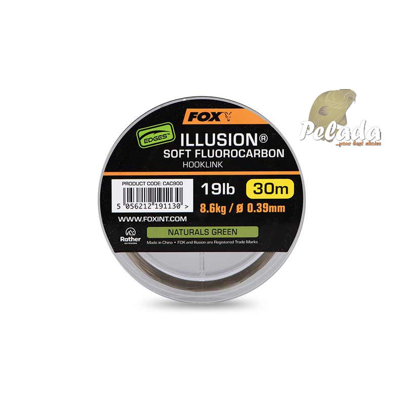 Fox Fluorocarbon Edges Illusion Soft Hooklink 19lb 8.6kg 0.39mm 30m