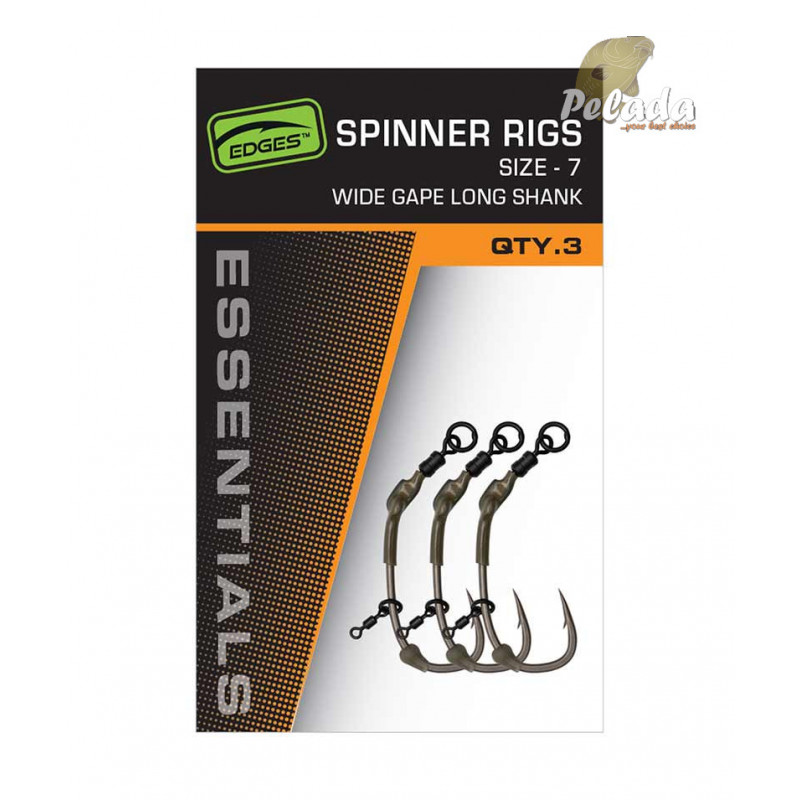 Fox EDGES™ Hotové Ronnie Spinner Rigs Wide Gape Long Shank 3ks