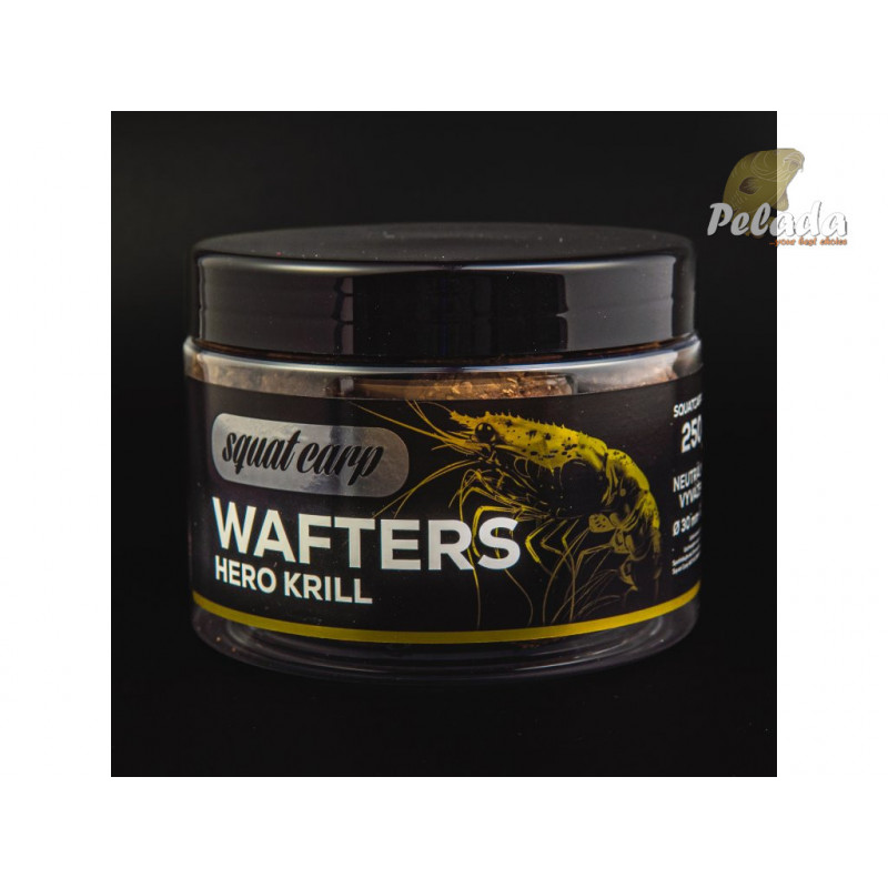 SQUAT Carp WAFTERS Neutrálne Vyvážené Boilies 250g 30mm - HERO KRILL