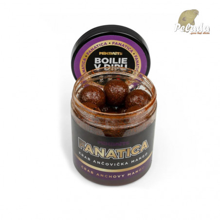 Mikbaits Fanatica boilies v dipe Krab Ančovička Mango 250ml