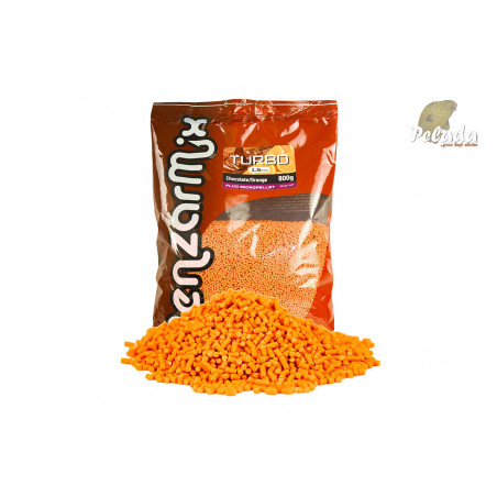 BENZAR Mix Fluo Pelety Turbo Pellet 3mm 800g Čokoláda Pomaranč