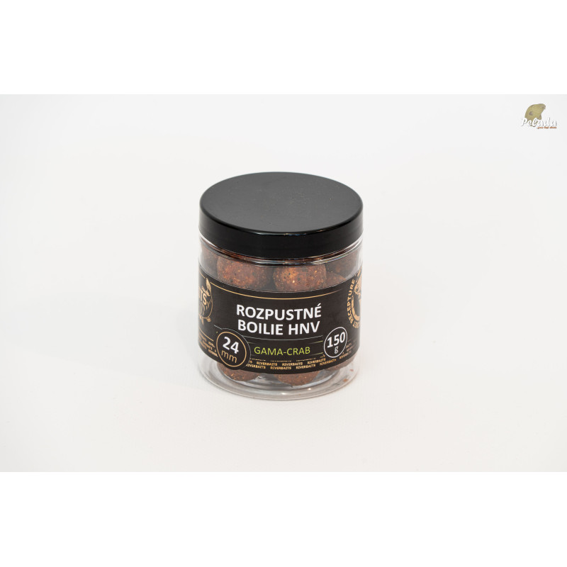 RIVERBAITS Rozpustné HNV Chytacie Boilies GAMA-CRAB 150g