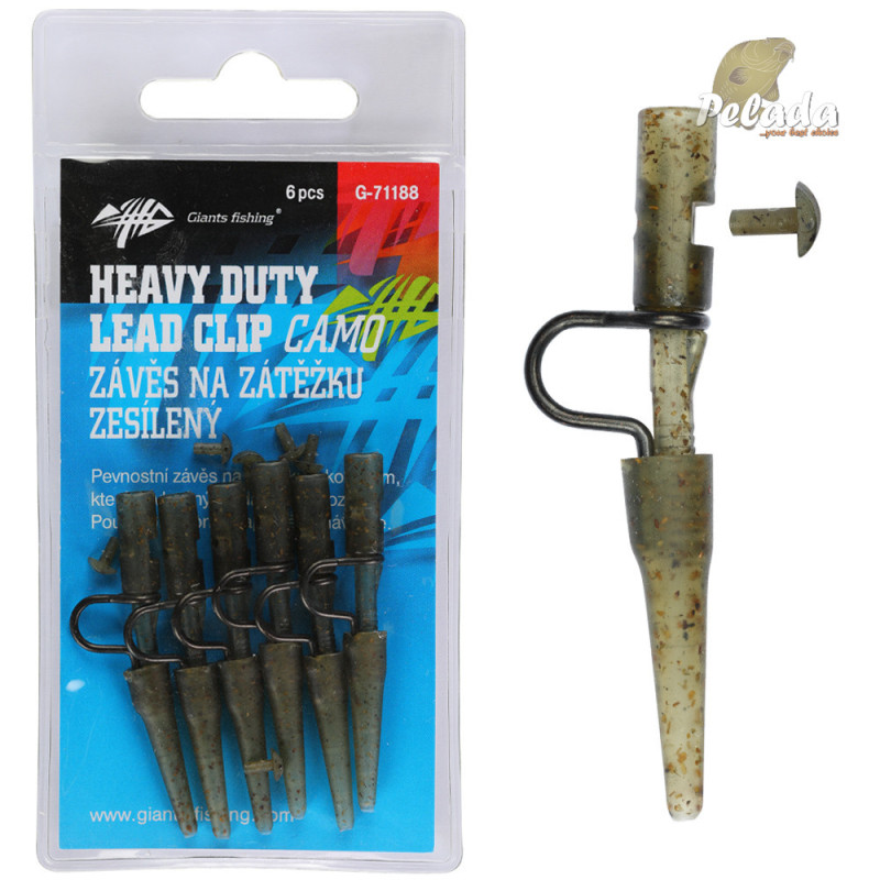 Giants Fishing Záves na olovo Heavy Duty Lead Clip with Pin Camo 6ks Giants Fishing Záves na olovo Heavy Duty Lead Clip with Pin Camo 6ks