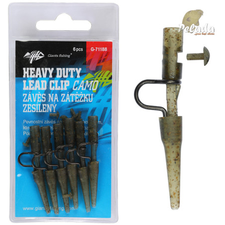 Giants Fishing Záves na olovo Heavy Duty Lead Clip with Pin Camo 6ks