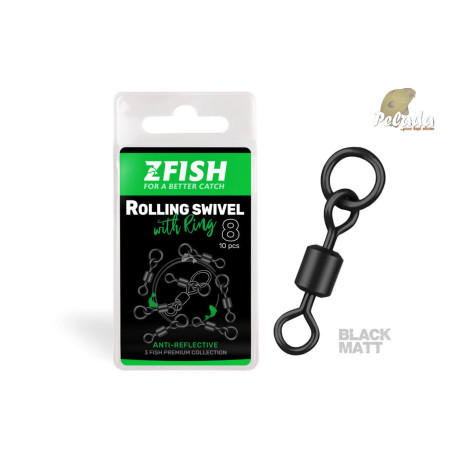 ZFISH Obratlík s krúžkom Rolling Swivel Ring Black Matt v.8 26kg 10ks