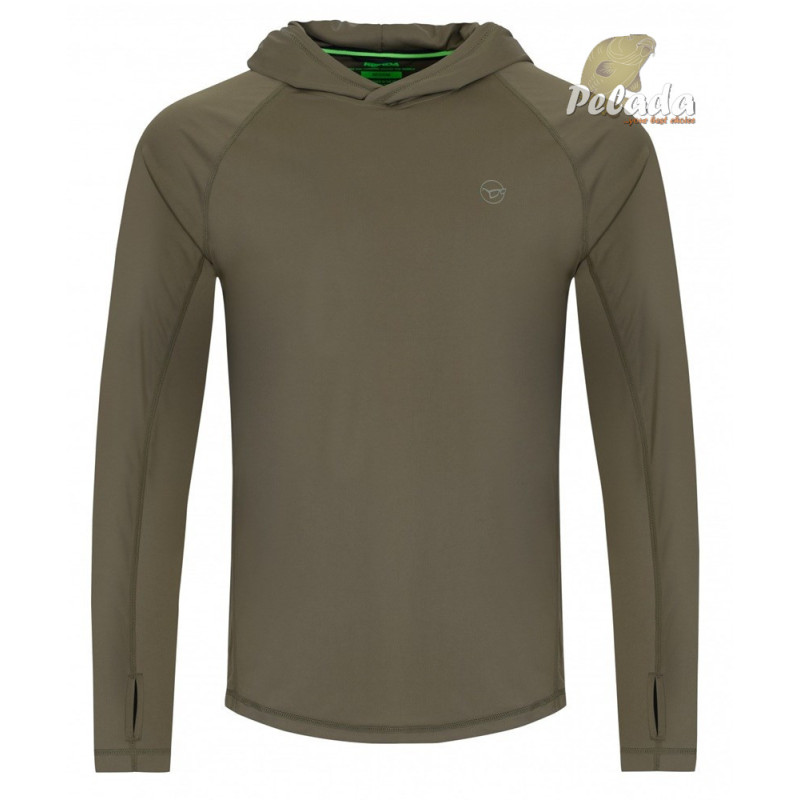 Korda Tričko s dlhým rukávom UPF Hooded Top Dark Khaki
