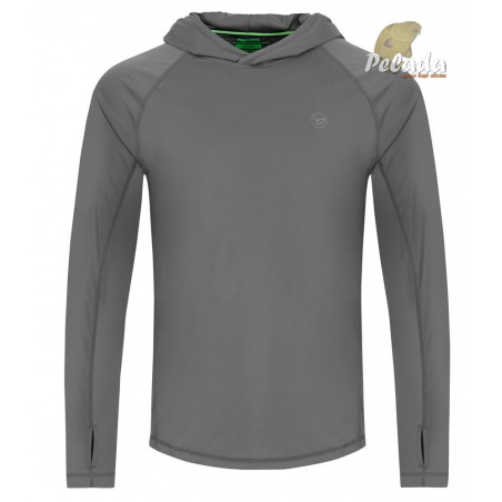 Korda Tričko s dlhým rukávom UPF Hooded Top Charcoal Šedé