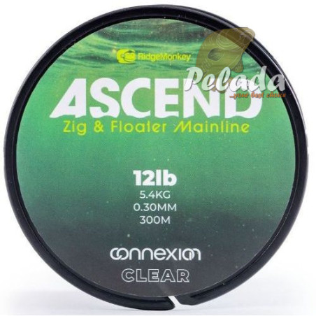 RidgeMonkey Ascend Zig & Floater Mainline 12lb 5,4kg 0.30mm 300m Clear Číry